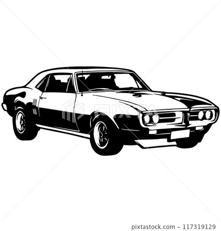 Pontiac Firebird 400 1967 Muscle car - US Car - Classic Car, Stencil, Silhouette, Vector Clip Art for tshirt and emblem Pontiac Firebird 400 1967 Muscle car - US Car - Classic Car, Stencil, Silhouette, Vector Clip Art for tshirt and emblem 117319129