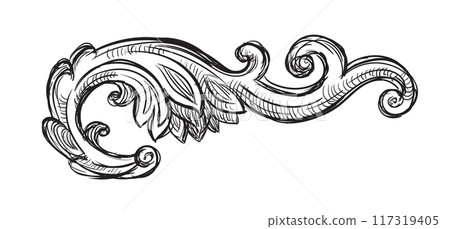 Hand drawing ornament baroque style vector element 117319405