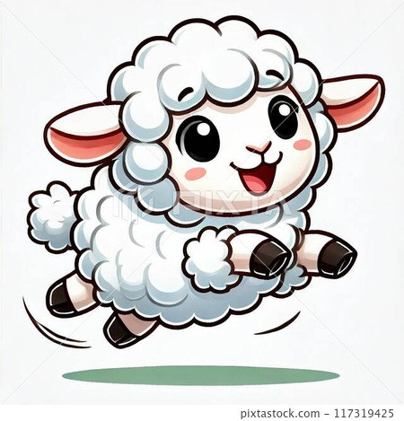 Jumping sheep illustration 117319425