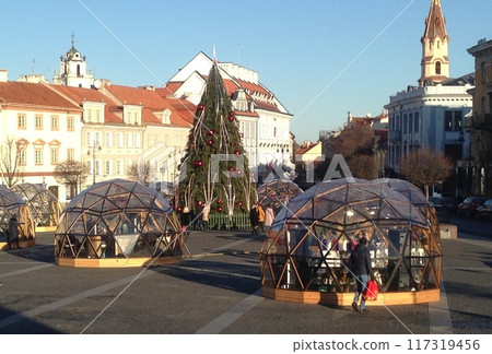 Domed store at the Lithuanian Christmas market Domed store at the Lithuanian Christmas market 117319456