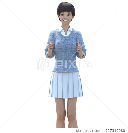 3DCG 年輕女子雙手說“喜歡” 117319980
