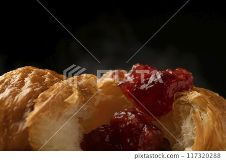 Croissant cross section Croissant with jam 117320288