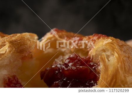 Croissant cross section Croissant with jam Croissant cross section Croissant with jam 117320299