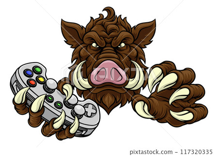 Boar Wild Hog Razorback Warthog Pig Gaming Mascot 117320335
