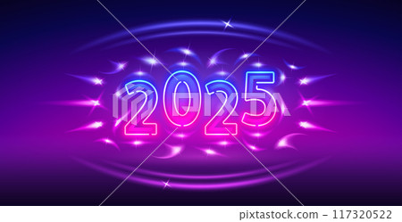 Glowing Neon 2025 Vector Clip Art Glowing Neon 2025 Vector Clip Art 117320522
