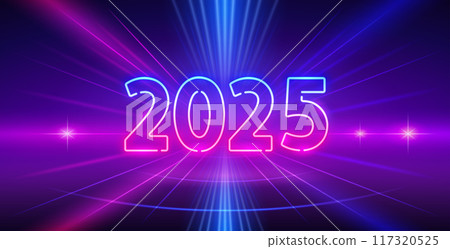 Glowing Neon 2025 Vector Clip Art 117320525