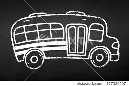 Vector chalk drawn illustration of school bus Vector chalk drawn illustration of school bus 117320697