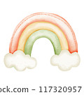 Soft Pastel Rainbow with Fluffy Clouds 117320957