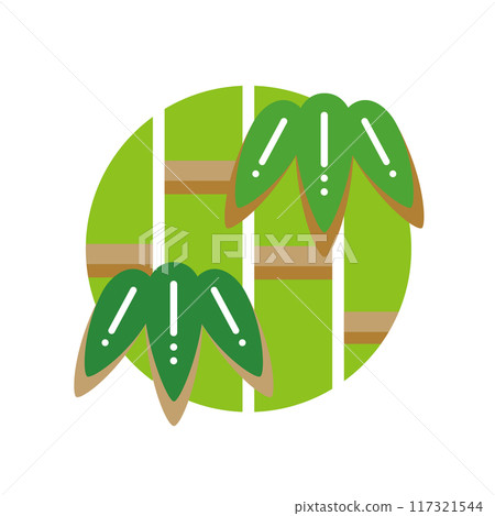 松、竹、梅的竹子圖標,圓形設計的竹子插畫素材。 松、竹、梅的竹子圖標,圓形設計的竹子插畫素材。 117321544