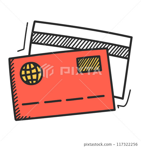 Credit card doodle icon vector isolated 117322256