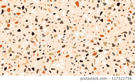 Terrazzo mosaic ceramic tile pattern, terazo marble stone texture vector background with color granite or quartz rock pieces. Italian terrazzo mosaic floor and wall tile with abstract stone pattern 117322756