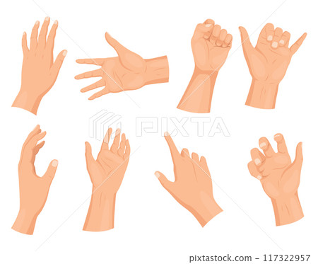 Hands normal skin icon set. Not required medicine cure or treatment. No need first emergency help for human hand trauma 117322957