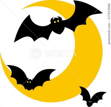 Halloween flying bats and moon 117323088