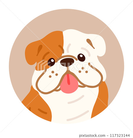 簡單可愛的鬥牛犬圓形圖示說明 117323144