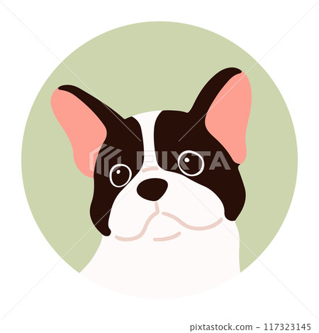 簡單可愛的法國鬥牛犬圓形圖示插畫 117323145