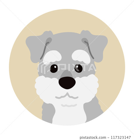 Simple and cute miniature schnauzer round icon illustration 117323147