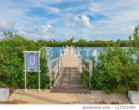 Feeling alone in an empty harbor in Varadero, Cuba. 117323397