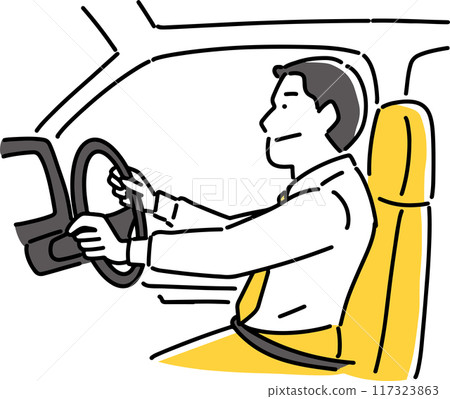 駕駛汽車的男性僱員 117323863