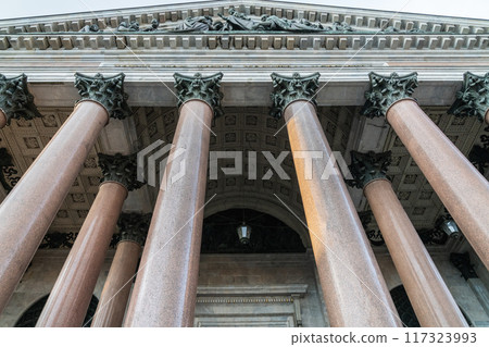 colonnade of St. Isaac's Cathedral in St. Petersburg close-up 117323993