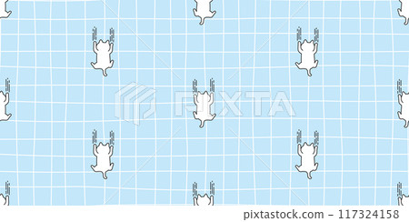 cat seamless pattern white kitten scratch hanging wall calico neko vector cartoon pet doodle tile background gift wrapping paper repeat wallpaper scarf isolated illustration design 117324158