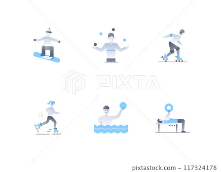 Summer and winter sports - flat design style icons set 117324178
