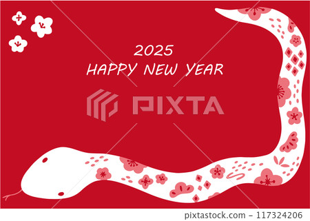 日本圖案蛇紅色新年賀卡 日本圖案蛇紅色新年賀卡 117324206