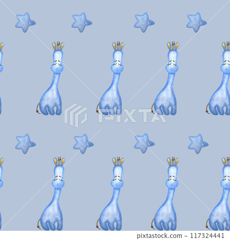 Seamless pattern with angel, lion, girafffe, cat, elephant clouds, moon and stars. Watercolor illustration. Creative childish texture for fabric, wrapping, textile, wallpaper, apparel. Seamless pattern with angel, lion, girafffe, cat, elephant clouds, moon and stars. Watercolor illustration. Creative childish texture for fabric, wrapping, textile, wallpaper, apparel. 117324441