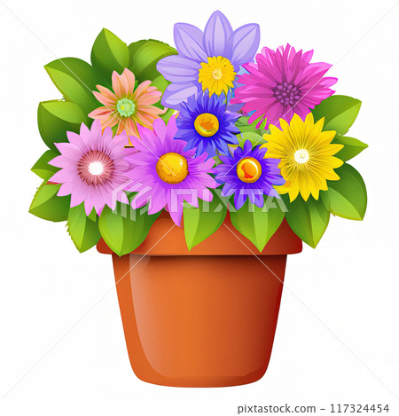 flowerpot with blooming flowers flowerpot with blooming flowers 117324454