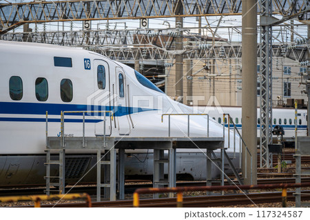The shinkansen base in Okayama City, Okayama Prefecture, Japan 117324587