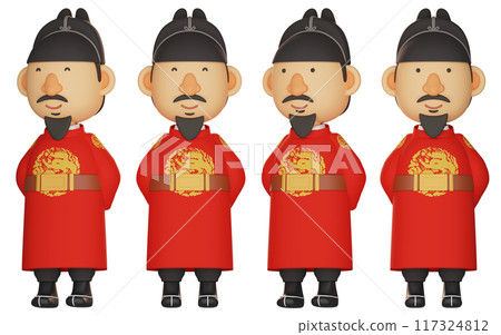 3D graphics of King Sejong the Great character with his back turned 3D graphics of King Sejong the Great character with his back turned 117324812