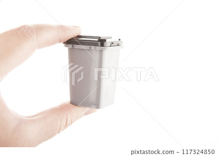 image of trashcan hand white background image of trashcan hand white background 117324850