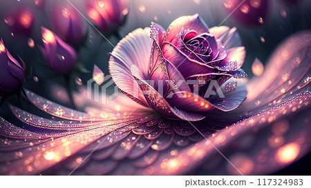 the image of pink roses with a teal and blue background 117324983