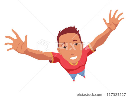 Overhead people looking up. Surprised man character watching, staring, top down view. Cartoon vector illustration Overhead people looking up. Surprised man character watching, staring, top down view. Cartoon vector illustration 117325227