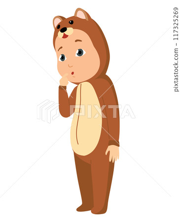 Children animal costume. Colorful animal wearing suit for party bear. Isolated flat vector design 117325269