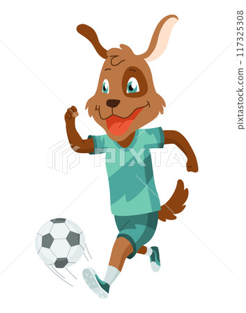 Animal playing football. Cute soccer team player position. Sport is for everyone. Funny vector character illustration 117325308