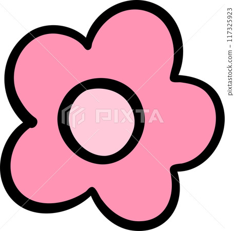 Retro doodle flower pink 117325923