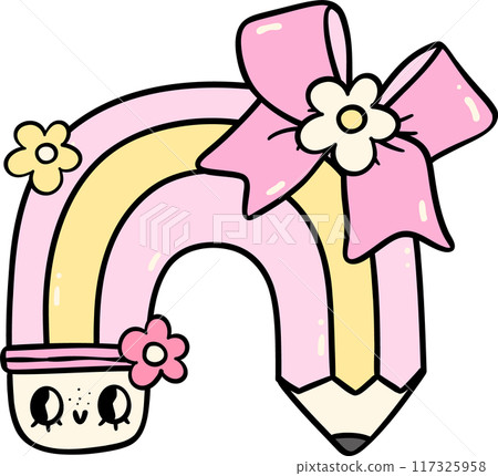 Coquette Girly pencil rainbow school supplies Coquette Girly pencil rainbow school supplies 117325958