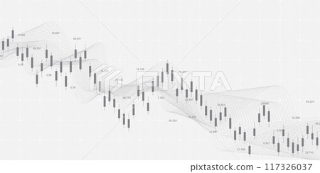 Financial data graph chart background. Business background with candlesticks chart for reports and investment. Financial market trade concept. Vector illustration 117326037