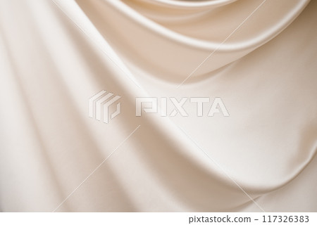 Background of beige fabric with waves. Background of beige fabric with waves. 117326383