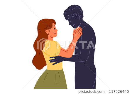 Woman with problems in relationship with imaginary boyfriend needs help of psychotherapist 117326440