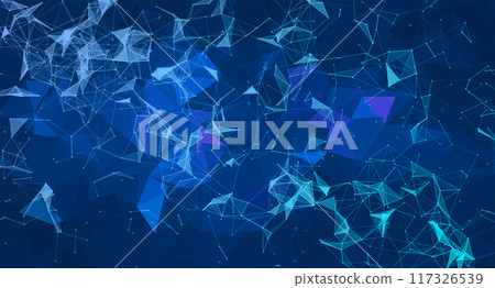Abstract digital technology background with polygonal shapes, connecting dots and lines Abstract digital technology background with polygonal shapes, connecting dots and lines 117326539