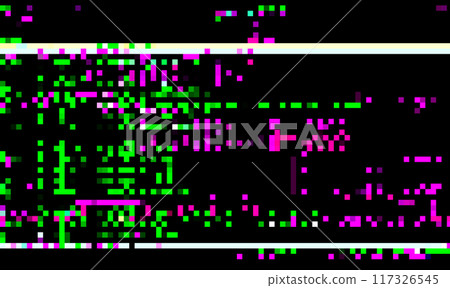 Trendy glitch pattern on dark background. Abstract geometric elements Trendy glitch pattern on dark background. Abstract geometric elements 117326545