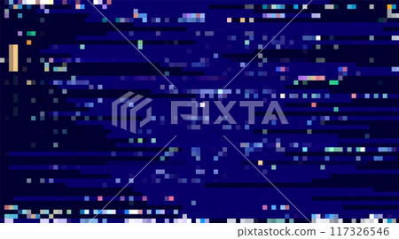 Trendy glitch pattern on dark background. Abstract geometric elements 117326546