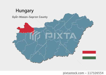 Vector map Hungary, county Gyor-Moson-Sopron Vector map Hungary, county Gyor-Moson-Sopron 117326554