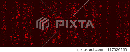 Digital Binary Code on Dark Red Background. Data Breach 117326563