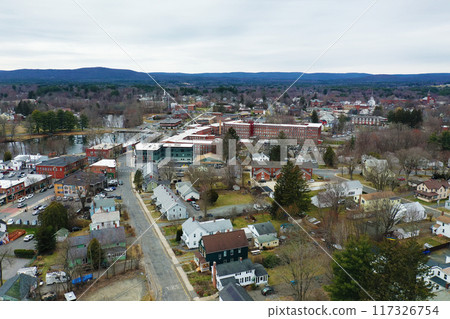 Aerial view of Easthampton, Massachusetts, United States in spring Aerial view of Easthampton, Massachusetts, United States in spring 117326754