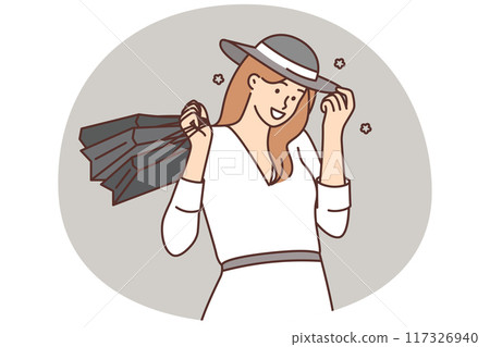 Smiling woman with shopping bags Smiling woman with shopping bags 117326940