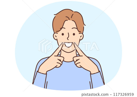 Happy man show heathy white teeth 117326959