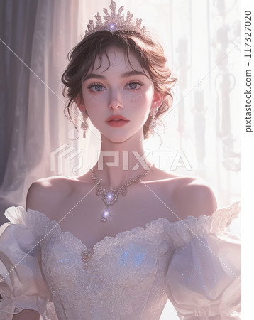 Beautiful woman in wedding dress 117327020