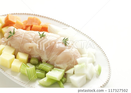 Preparation for stewed chicken breast 117327502